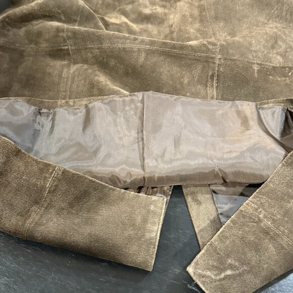 Vintage Suede Chocolate Brown Long Boho Western Pencil Maxi Skirt Size Large 14P - Picture 5 of 12